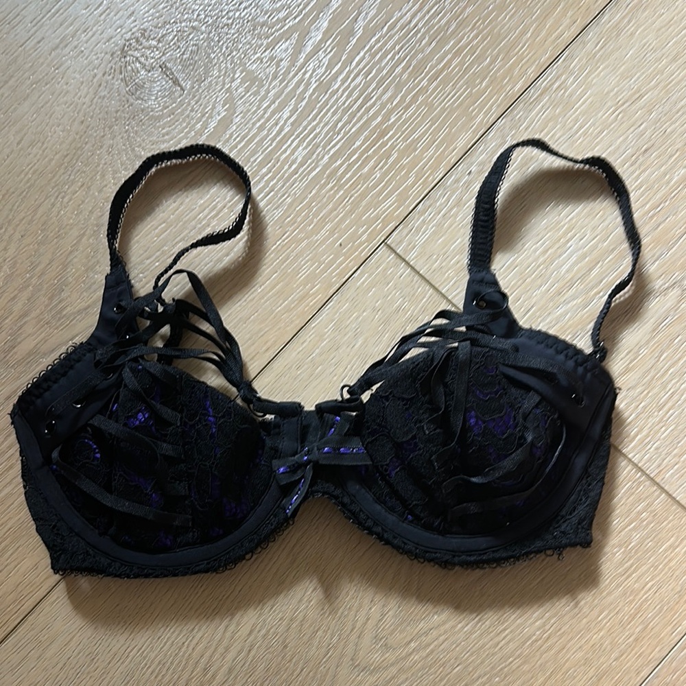 AGENT PROVOCATEUR Black and Purple Lace Bra
